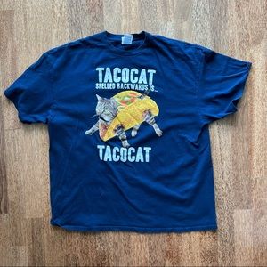 Tacocat Spelled Backward Is Tacocat Funny Cat T-Shirt 2XL XXL Delta Pro Weight
